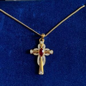 Jackie Kennedy Reproduction Ruby Celtic Cross necklace